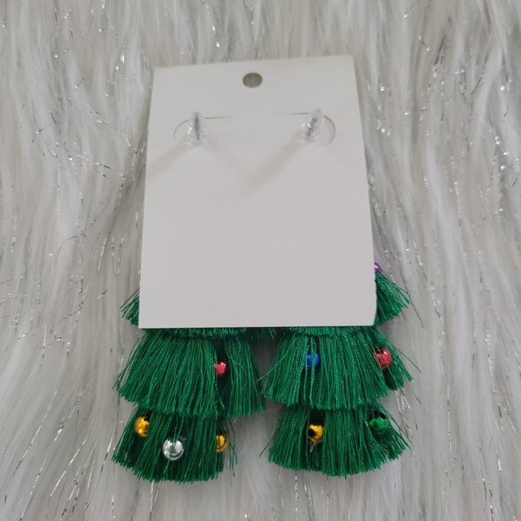 Tassel Fringe Fashion Christmas Tree Earrings - Picture 2 of 5